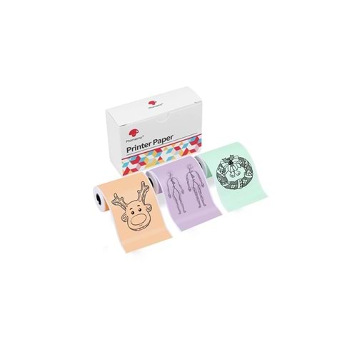 Phomemo 50mmx3,5mt, 3 rulo, renkli sticker