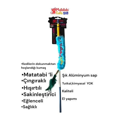 MATATABİ CATS Matatabi Cats WORM Alüminyum saplı kedi oltası(Matatabi,çıngırak ve özel hışırtı içerir.özel kumaş)