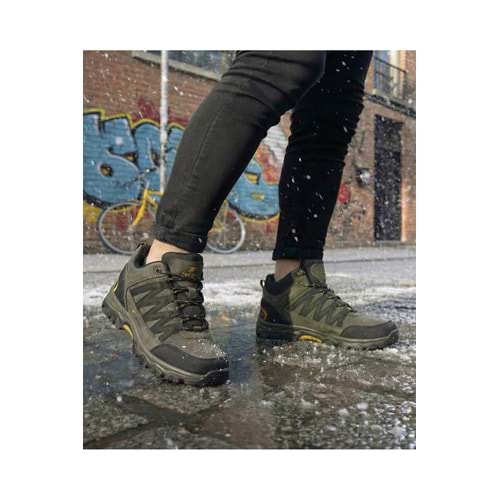 Bonjey Erkek Haki Outdoor Ayakkabı Suya Dayanıklı Kaymaz Taban Garantili Trekking Yürüyüş