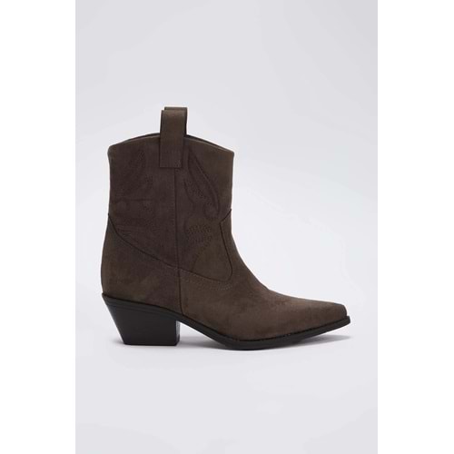 Trendyolmilla Shoes Koyu Kahverengi Süet Kadın 5,5 cm Topuklu Kovboy Bot