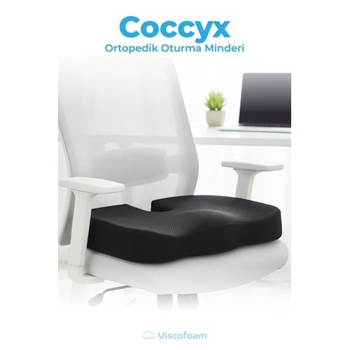 Viscofoam Ortopedik Oturma Minderi Hemeroid Kuyruk Sokumu Coccyx Oturma Minderi Visco Minder Siyah