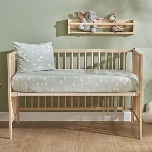 Karaca Home Bebek Cloudy Yastık Çarşaf Set Mint BULUT DESENLİ YEŞİL