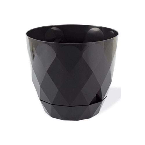 ToXA 26 Litre Antrasit Prizma Desenli Büyük Boy Tabaklı Plastik Saksı Yakamoz No6 Ø38,5x34cm