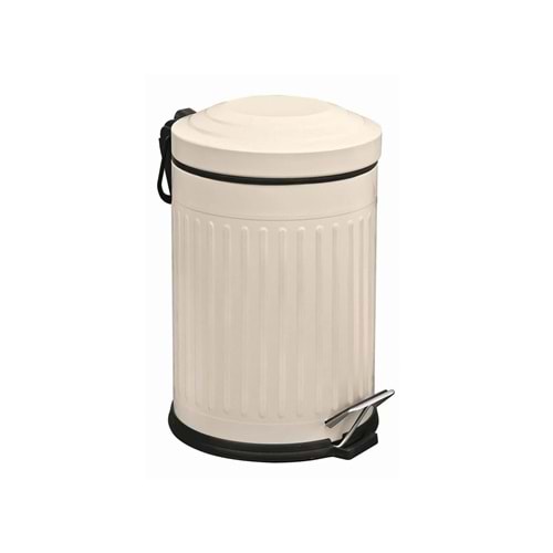 coverest 5 Lt Vintage Serisi Amortisör Kapaklı Krem Çöp Kovası (BANYO - MUTFAK - TUVALET - BALKON)