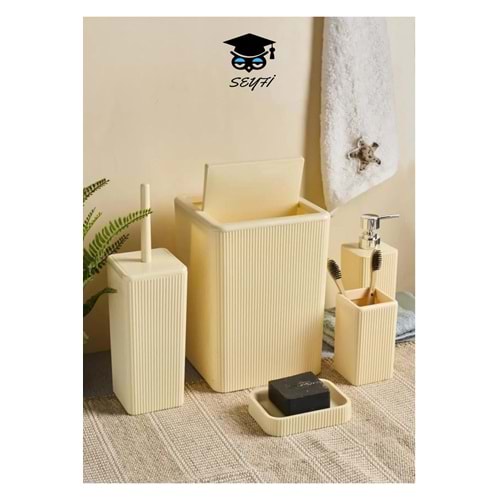 SEYFİKİRTASİYE PLASTİK 5'li Kare Banyo Seti Krem renk