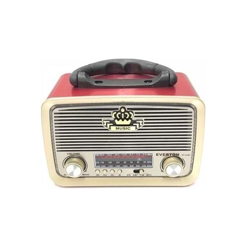 Everton Kırmızı Rt-301 Nostaljik Görünümlü Bluetoothlu Mp3 Çalar Radyo Müzik Kutusu Kırmızı 2 Yıl
