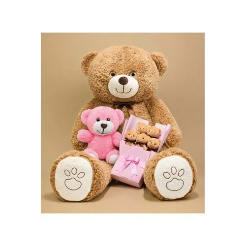 120 cm Dev Peluş Ayı, 25 cm Peluş Ayıcık ve Peluş Buket