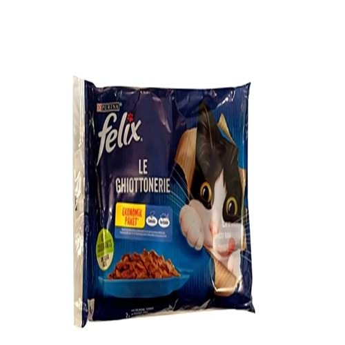 FELIX Multi Pouch Somonlu ve Ton Balıklı Yaş Kedi Maması 4 X 85 Gr