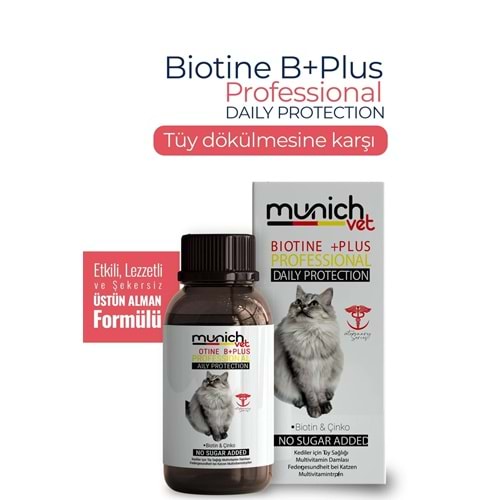 Munich Vet Biotine +plus Kedi Sağlığı Damlası 100 Ml - Kediler Için Tüy Sağlığı Damlası