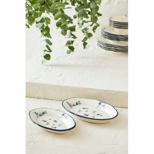 Trendyolmilla Home X Bella Maison Beyond Blue Porselen 2'li Oval Sunum Tabağı TPHAW26TBK00048