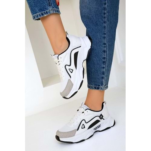 SOHO Beyaz-Siyah Kadın Sneaker 17834