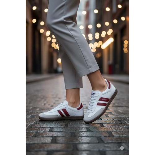 Slazenger INDIA I Kadın Erkek Unisex Sneaker Günlük Spor Ayakkabı Beyaz / Bordo