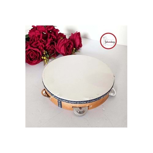 Gelincimherşey Metal Zilli Ahşap Kasnak 22 Cm Çap Deri Tef