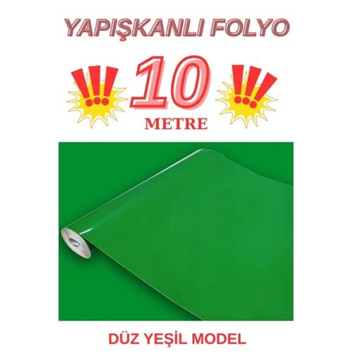 67cm x 10 Metre 1 Adet Yapışkanlı Rulo Düz Yeşil Renk Model Mutfak Duvar Kaplama Folyosu Kağıdı