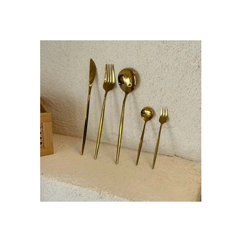 30 Gold Kaplama Kaşık Çatal Bıçak Takımı KARACA