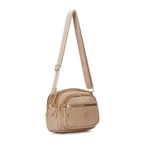 GOLDBAGS Kadın Çapraz Askılı Günlük Vizon Omuz Çantası