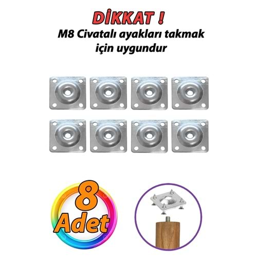 Metal Bağlantı Aparatı Düz Ayak Tabanı M8 Civatalı (8 Adet) BeHenüz Yorum Yazılmamış.