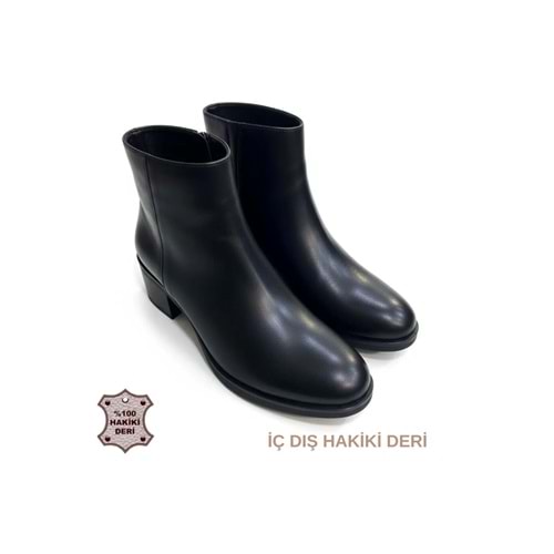 SHOUGO Kadın İç Dış Hakiki Deri Kalın Topuklu Fermuarlı Bot