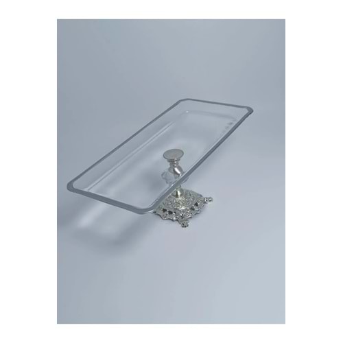 PARILTI HOME COLLECTİON Gümüş kaplama Metal Ayaklı Sunum Tabağı