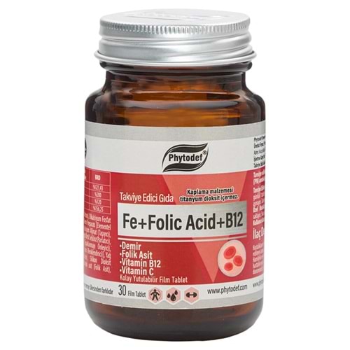Phytodef Demir Folik Asit Vitamin B12 Vitamin C - 30 Tablet