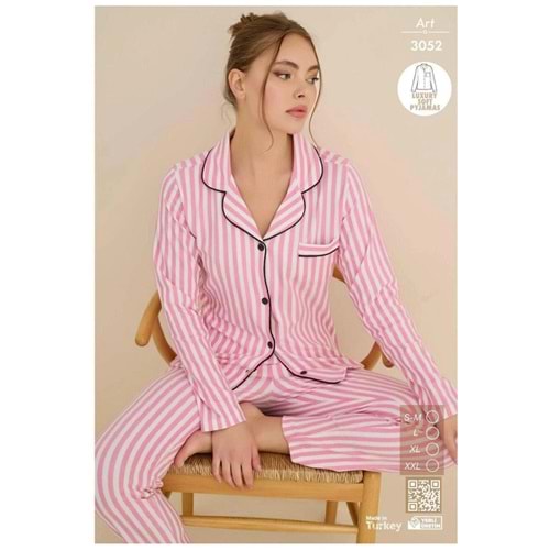 Lila Yumuşak Dokulu Pijama Takımı