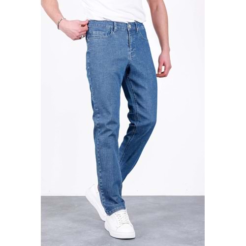 HLT JEANS Erkek Mavi Slim Fit Taşlamalı Likralı Esnek Kot Pantolon Hlthe001946