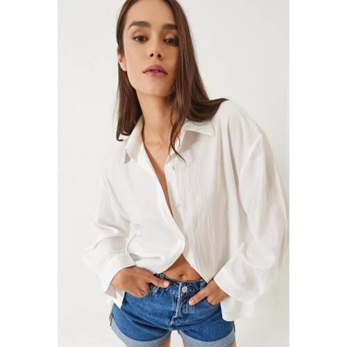 Kadın Uzun Kollu Regular Olivia Gömlek - Beyaz