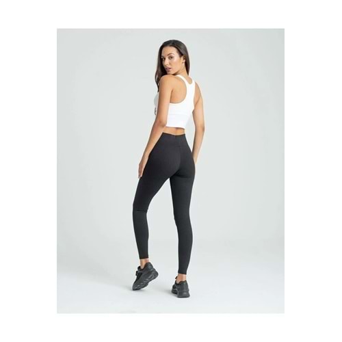 ALBAHA COLLANTS Yüksek Bel Içi Polar Şardonlu Fitilli Termal Tayt Siyah Renk