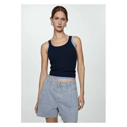 MANGO Çizgi desenli denim şort