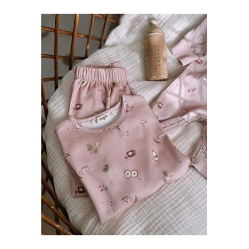 Cigit Desenli Mevsimlik Pijama Takım 1-7 Yaş Pudra Pembe