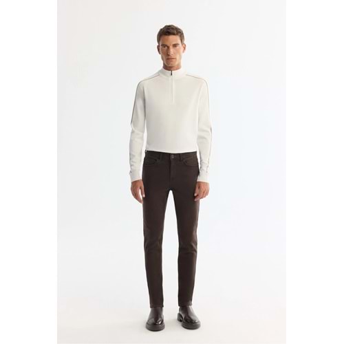 Avva Erkek Kahverengi Eskitme Yıkamalı Esnek Berlin Slim Fit Jean Pantolon A42Y3532