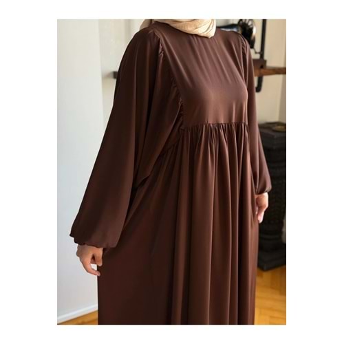 Navra Balon Kollu Oversize Elbise 5096 aci kahve