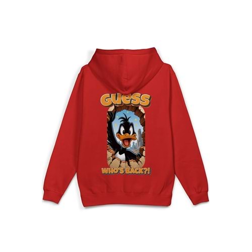 Who's Back Sırt Baskılı Kapüşonlu Yarı Oversize Sweatshirt