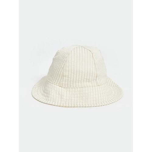 LCW baby Bej Kız Bebek Çizgili Bucket Şapka