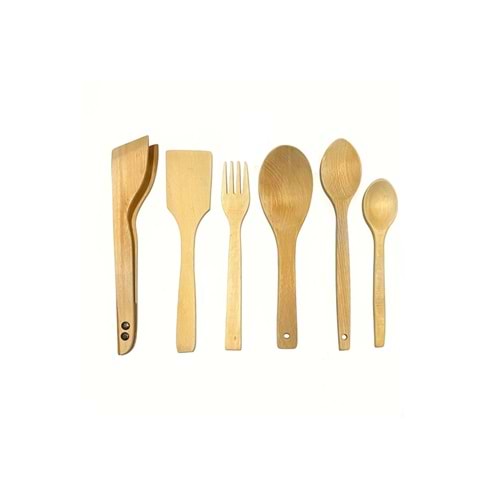 Kaşık Tahta Spatula Maşa Çatal Servis Seti