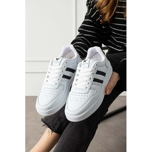 eformoda by emre yılmaz Beyaz Siyah Unisex Sneaker JH177 Bağcıklı Günlük Spor Ayakkabı
