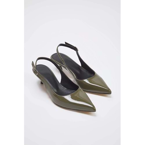 Trendyolmilla Shoes Haki Rugan Kadın 3 cm Kitten Topuklu Ayakkabı