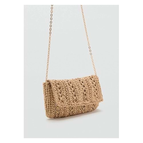 MANGO Metal halkalı doğal elyaf çanta