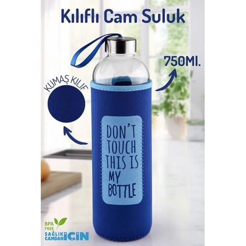 750Ml. Cam Su Şişesi Kılıflı