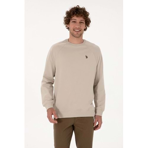U.S. Polo Assn. Erkek Regular Fit Bisiklet Yaka Taş İnce Basic Sweatshirt