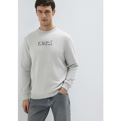 -2-3-4-5-6-7Mavi Logo Baskılı Gri Sweatshirt