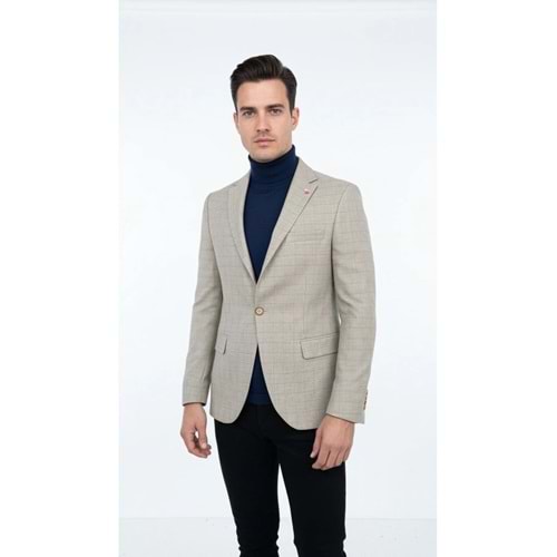 Plus Scorpion Ekoseli Slim Fit Erkek Blazer Ceket – Şık Modern Tasarım, Tek Düğmeli