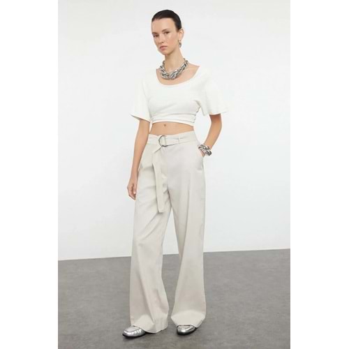 Trendyolmilla Taş Wide Leg/Geniş Paça Dokuma Pantolon