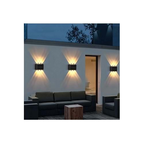 Güneş Enerjili Solar Lamba Aplik Led Teras Bahçe Veranda Çift Taraflı 10 Ledli