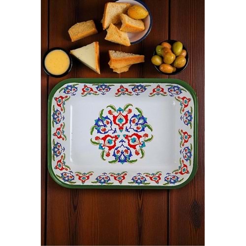 İnci Emaye 22 No Emaye Dörtgen Tabak Meze