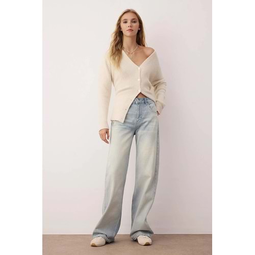 Yüksek Bel Geniş Paça Jeans