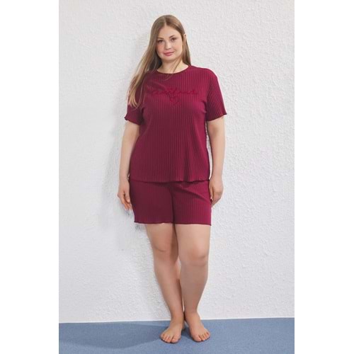 Trendyolmilla Curve Bordo Kaşkorse Örme Pijama Takımı