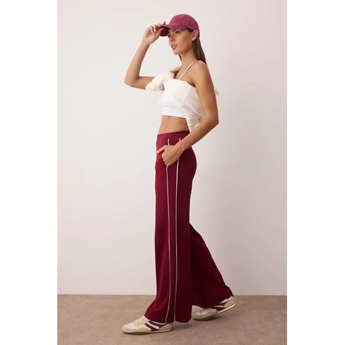 Trendyolmilla Bordo Geniş Paça Örme Spor Eşofman Altı