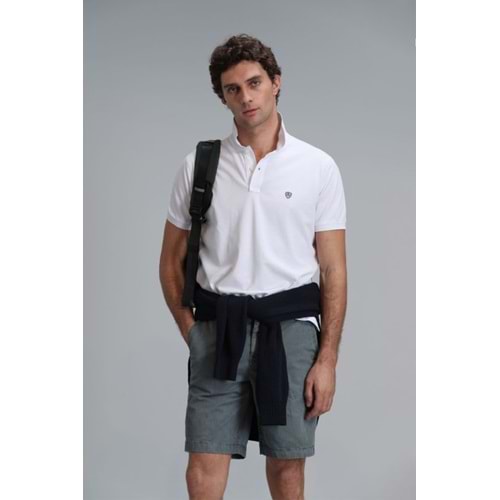 LUFIAN Erkek Polo Tişört Slim Fit Beyaz