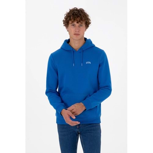 U.S. Polo Assn. Erkek Regular Fit Kapüşonlu Şardonlu Saks Basic Sweatshirt